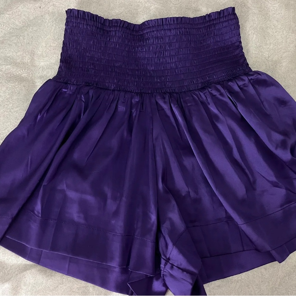 TCEC Purple High Waist Shorts with Flowing Silhouette